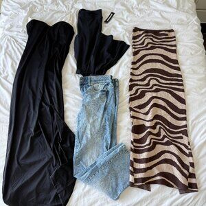 Size Large Clothing Bundle -Princess Polly Graphic Dress + Black Shapewear Dress